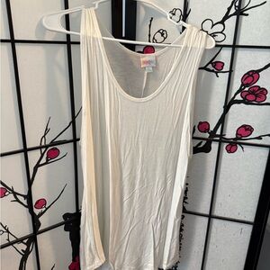 LuLaRoe Cream Ribbed Sleeveless Tank Top